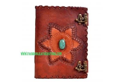New Handmade Genuine Antique Star Shape Single Stone Leather Journal Antique Diary